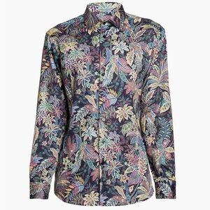 Men's Etro Printed Dress Shirt Size 39 Blue Multi-color